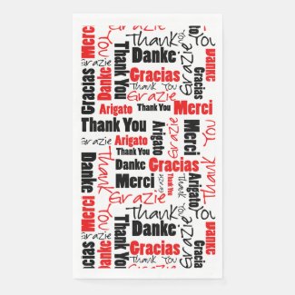 Red Black Multilingual Thanks Typography Collage