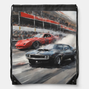 Red & Black Muscle cars  Drawstring Bag