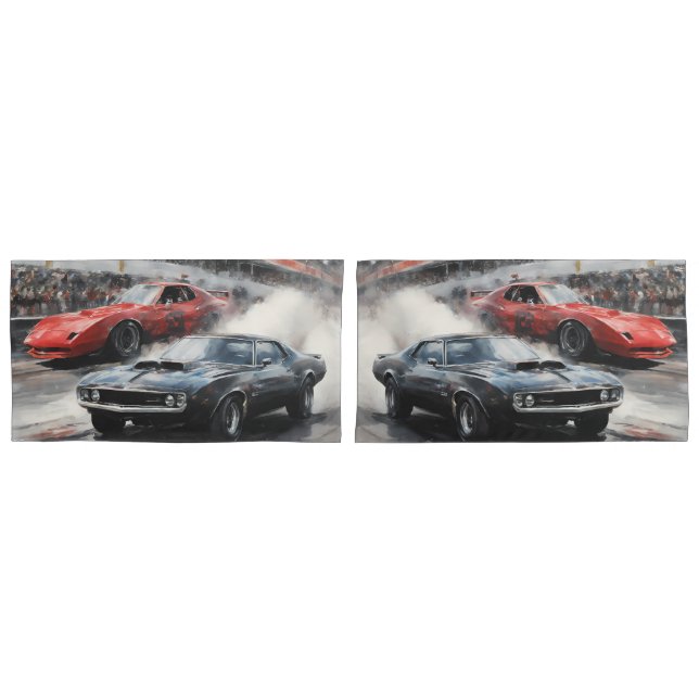 Red & Black Muscle cars  Pillow Case (Front-Set)