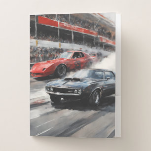 Red & Black Muscle cars  Pocket Folder