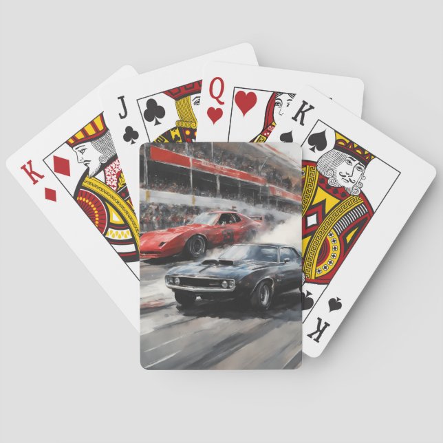 Red & Black Muscle cars  Poker Cards (Back)