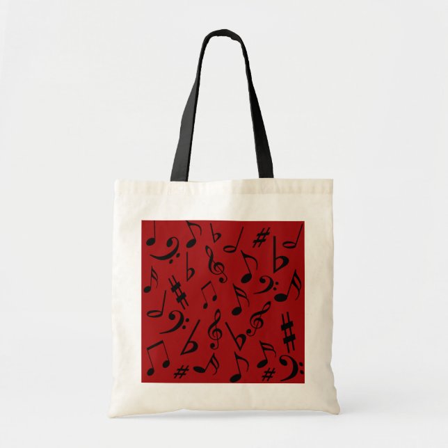 Red Black Music Notes Bag (Front)