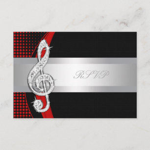 Red Black Music Treble Clef RSVP