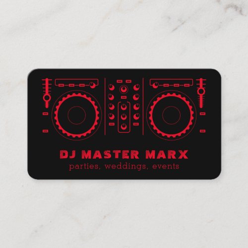 Red Black Music Turntable Disk Jockey DJ Business Card