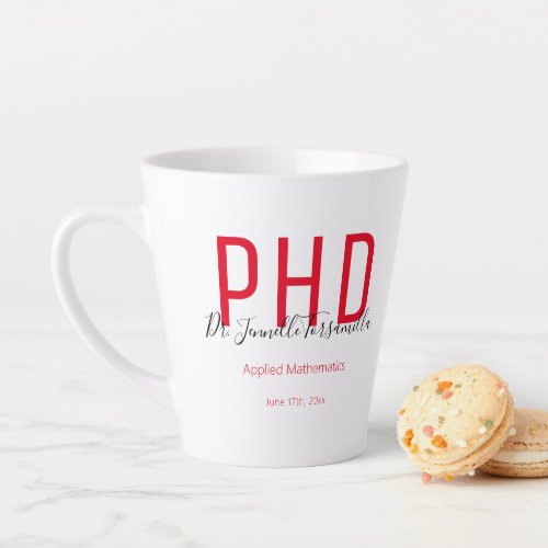 Red Black Name Keepsake PhD Graduation Latte Mug