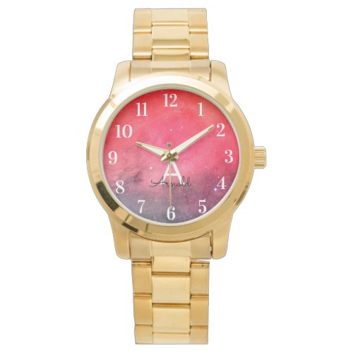 Red Black Name Monogram Watch