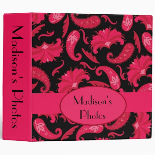 Red Black Name Personalized Paisley Album Notebook Binder