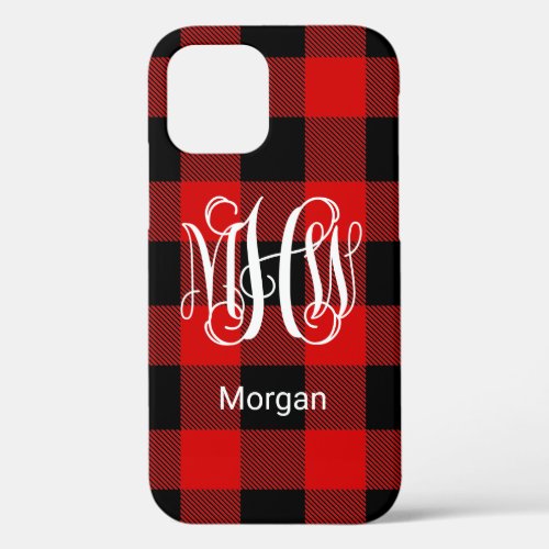 Red Black NL Buffalo Check 3I Vine Monogram DIY BG iPhone 12 Case