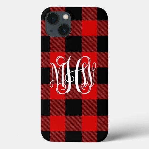 Red Black NL Buffalo Check 3I Vine Monogram DIY BG iPhone 13 Case