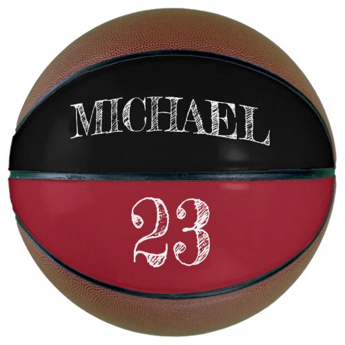 RED Black Number etching Custom Name Basketball