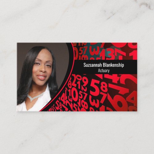 Red Black Numbers Custom Photo QR Code Business Card