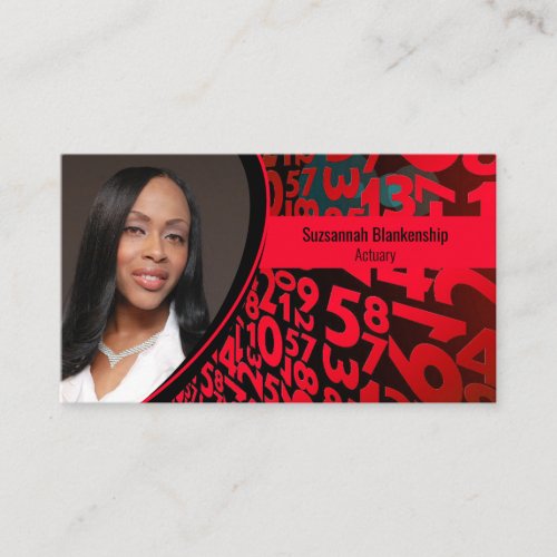 Red Black Numbers Custom Professional Photo  Business Card