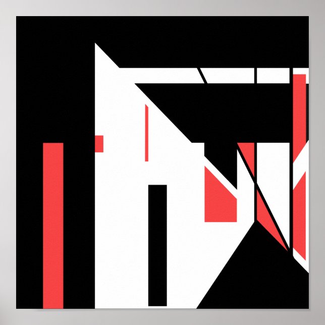 Red Black on White MCM-like Geometric Design Poste Poster (Front)
