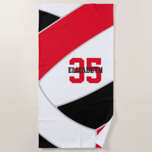 red black or ANY colors personalized volleyball Beach Towel