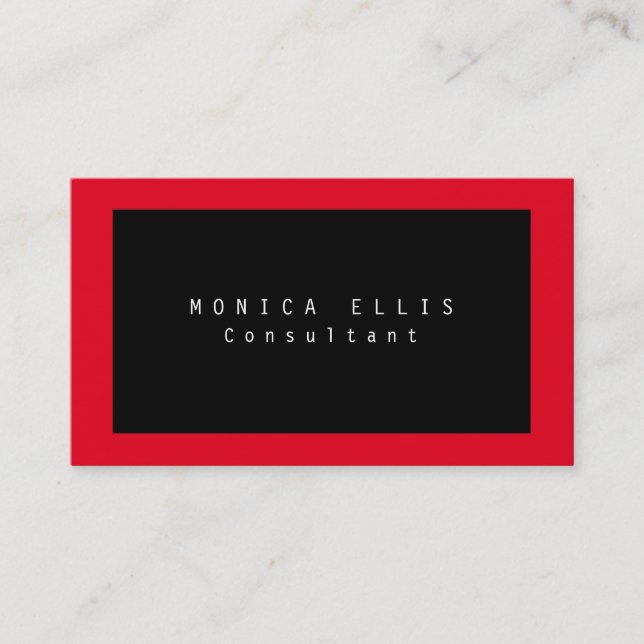 Red Black Original Plain Professional Business Card (Front)