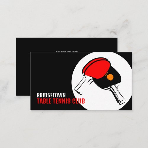 Red  Black Paddles Table Tennis Club Instructor Business Card