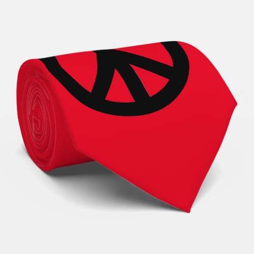Red Black Peace Sign Symbol Pop Art Neck Tie