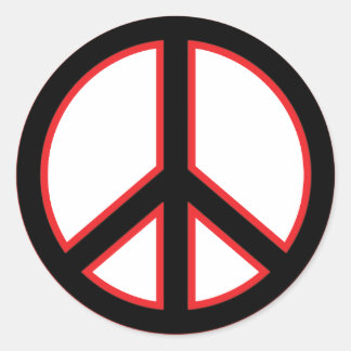 Red & Black Peace Symbol Classic Round Sticker