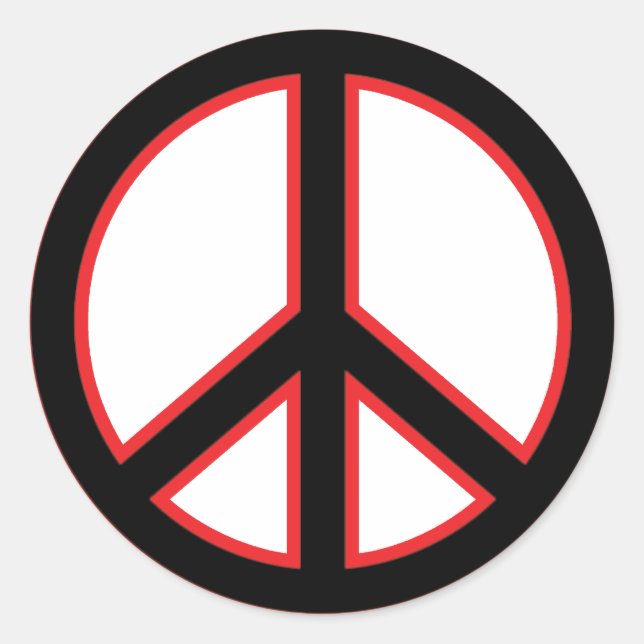 Red & Black Peace Symbol Classic Round Sticker (Front)