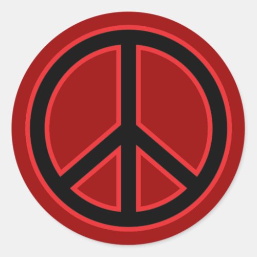 Red  Black Peace Symbol Classic Round Sticker