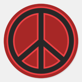 Red & Black Peace Symbol Classic Round Sticker