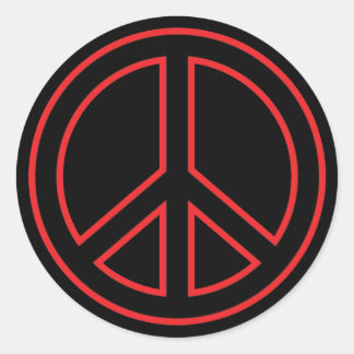 Red & Black Peace Symbol Classic Round Sticker