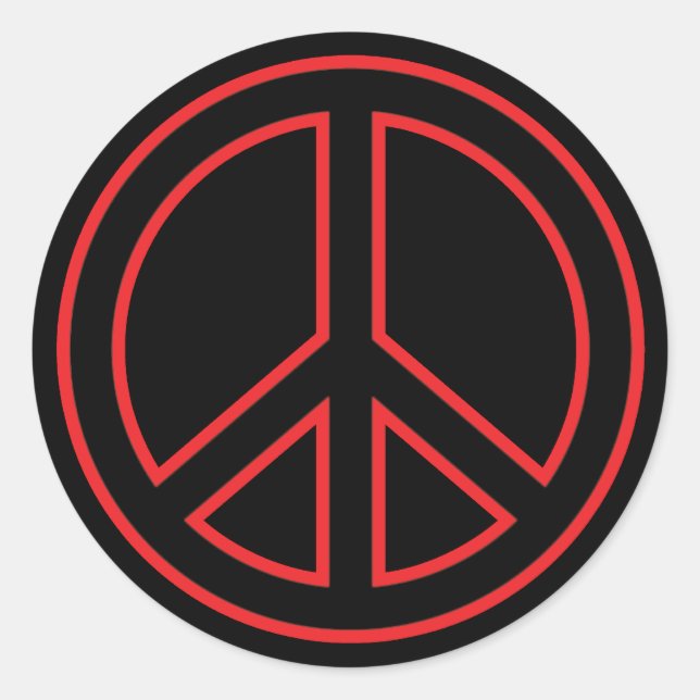 Red & Black Peace Symbol Classic Round Sticker (Front)