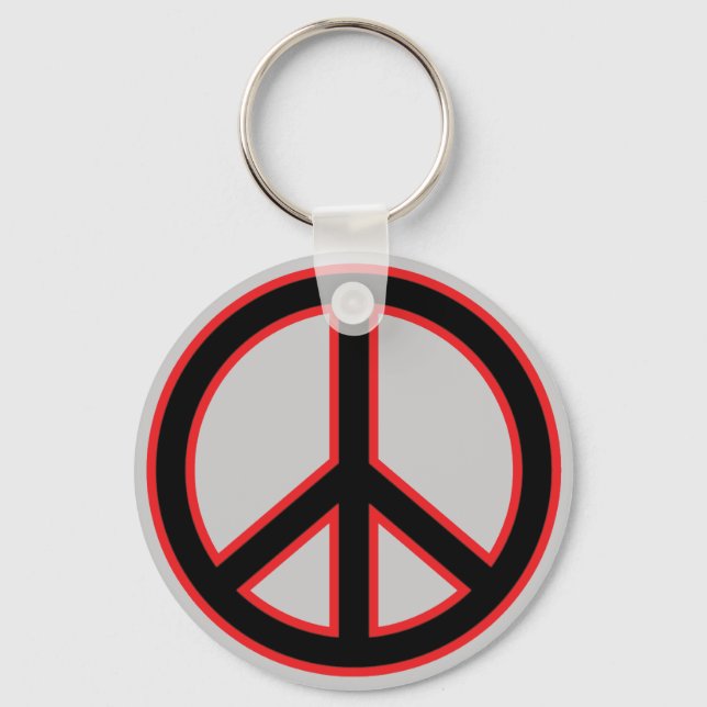 Red & Black Peace Symbol Keychain (Front)
