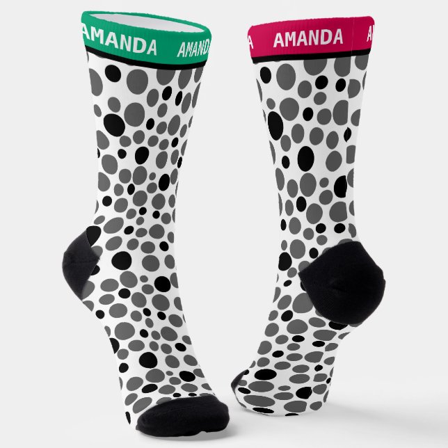 red black peas retro on white background socks (Angled)