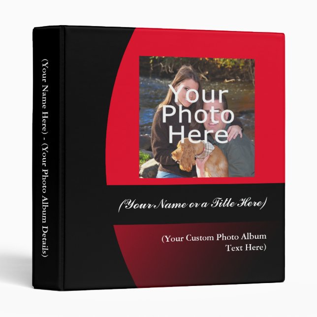 Red/Black Personalized Photo Album Binder (Front/Spine)