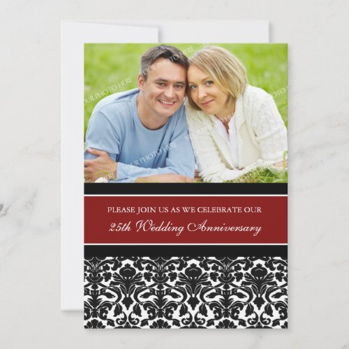 Red Black Photo 25th Anniversary Party Invitation