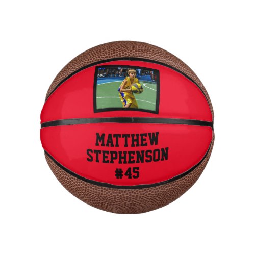 Red Black Photo Basketball Ball