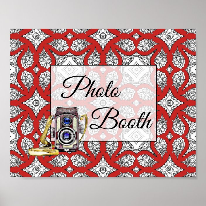 Red, Black Photo Booth Wedding Sign Poster