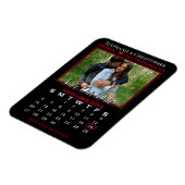 Red & Black Photo Calendar Save Our Date Wedding Magnet (Left Side)
