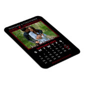Red & Black Photo Calendar Save Our Date Wedding Magnet (Right Side)