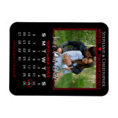 Red & Black Photo Calendar Save Our Date Wedding Magnet (Horizontal)