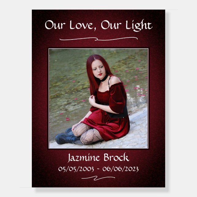 Red Black Photo Funeral Welcome Sign (Front)