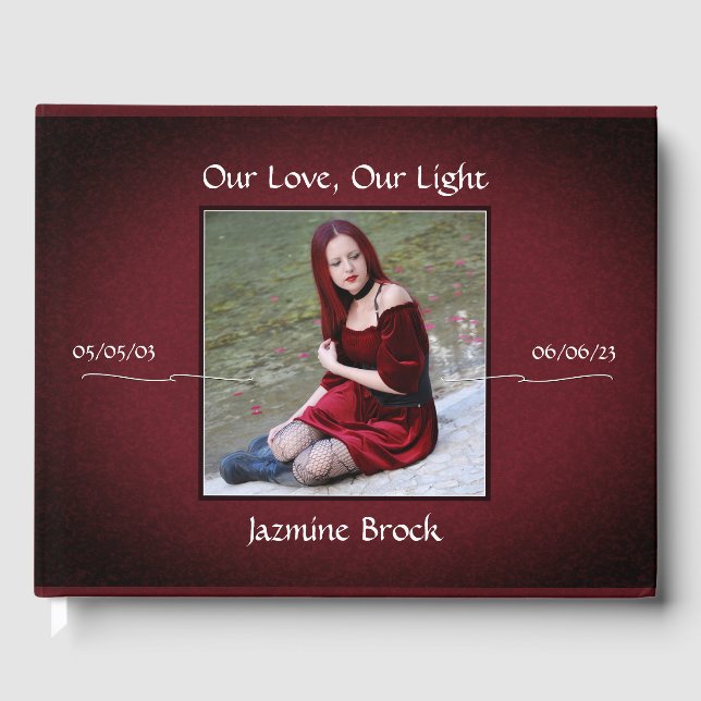 Red Black Photo Memorial Guest Book (Front)