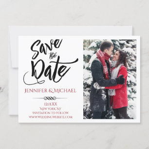 Red Black Photo Save the Date