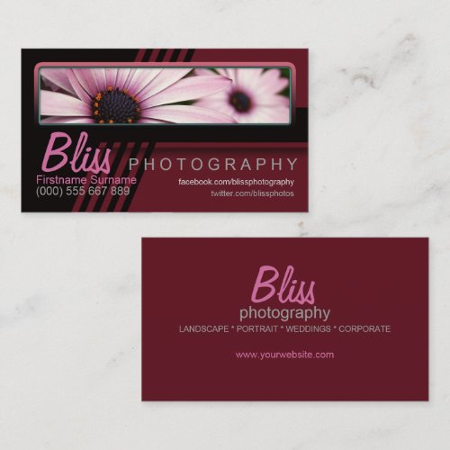 Red Black Photography w/ Photo template Business Card Templates