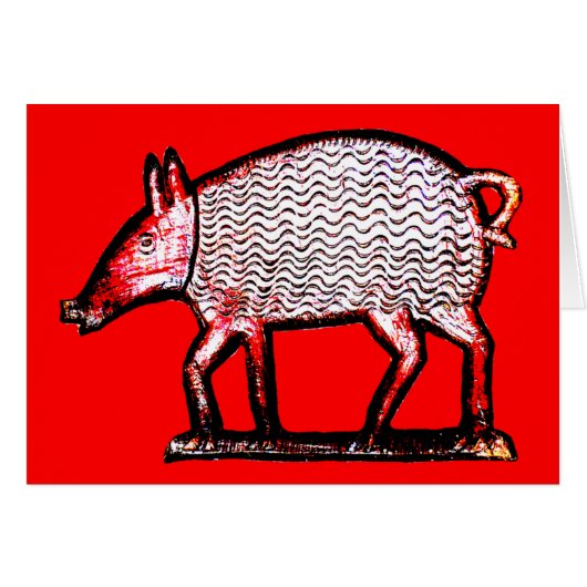 Red & Black Pig - Primitive / Folk Art Design Cards (Front Horizontal)