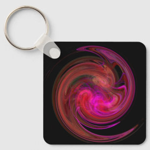 RED BLACK  PINK LIGHT VORTEX,Fractal Art Keychain