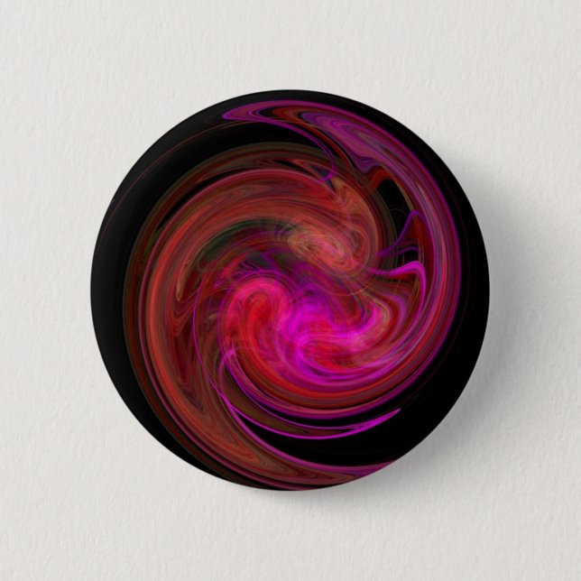 RED BLACK  PINK LIGHT VORTEX,Fractal Art Pinback Button (Front)