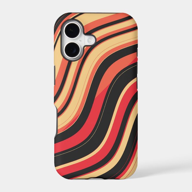 Red Black Pink Wavy Stripes Pattern Iphone Case (Back)