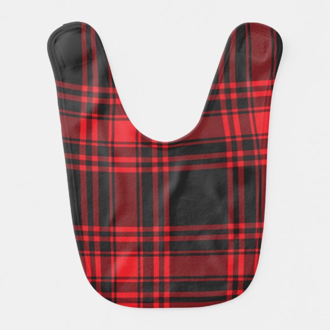 Red & Black Plaid Baby Bib (Front)