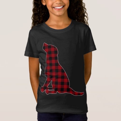 Red Black Plaid Black Lab Lover Matching Family Pa T_Shirt