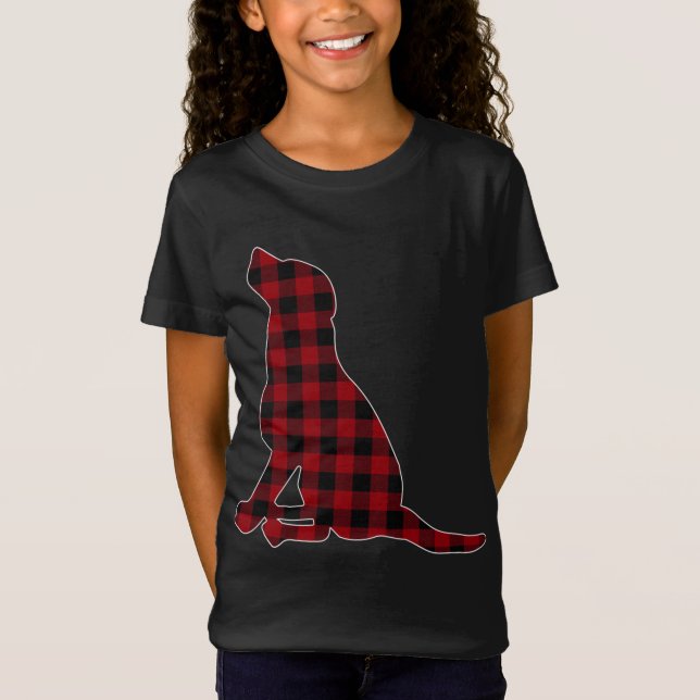 Red Black Plaid Black Lab Lover Matching Family Pa T-Shirt (Front)