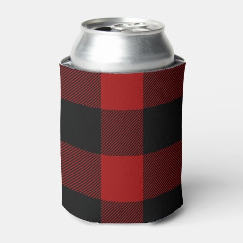 Red  Black Plaid Can Cooler