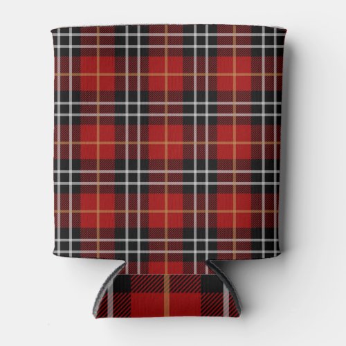 Red  Black Plaid Can Cooler