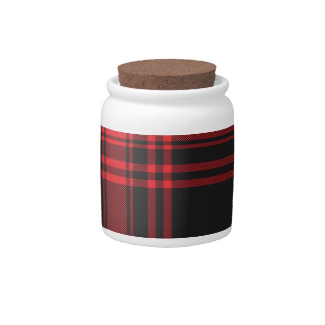 Red & Black Plaid Candy Jar (Front)